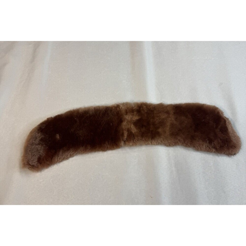Vintage Brown Faux Fur Collar Detachable Coat Collar Hook & Eye Stole 16"